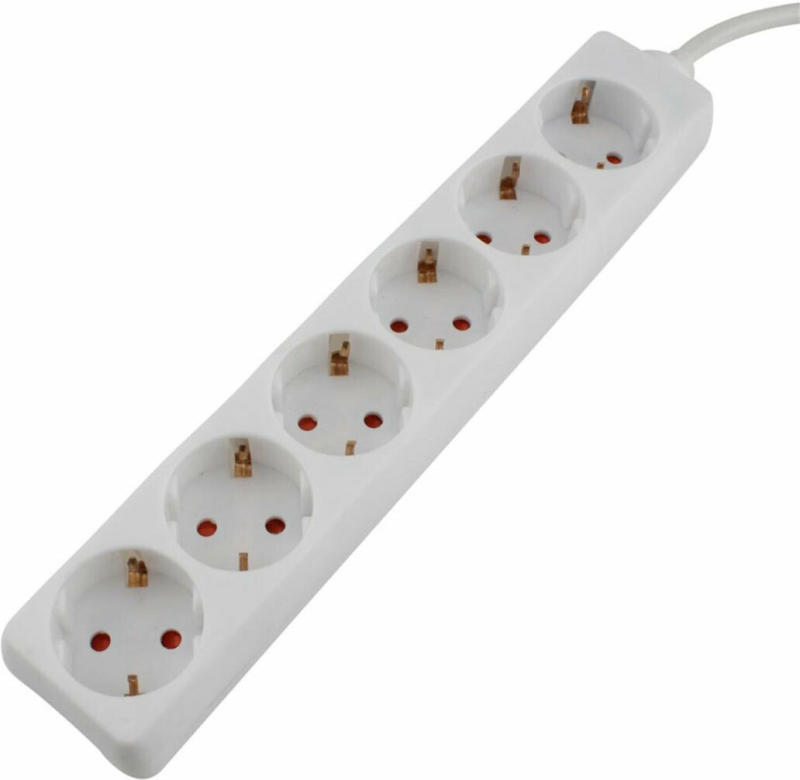 Steckdosenleiste, 6-fach, 3m, weiß