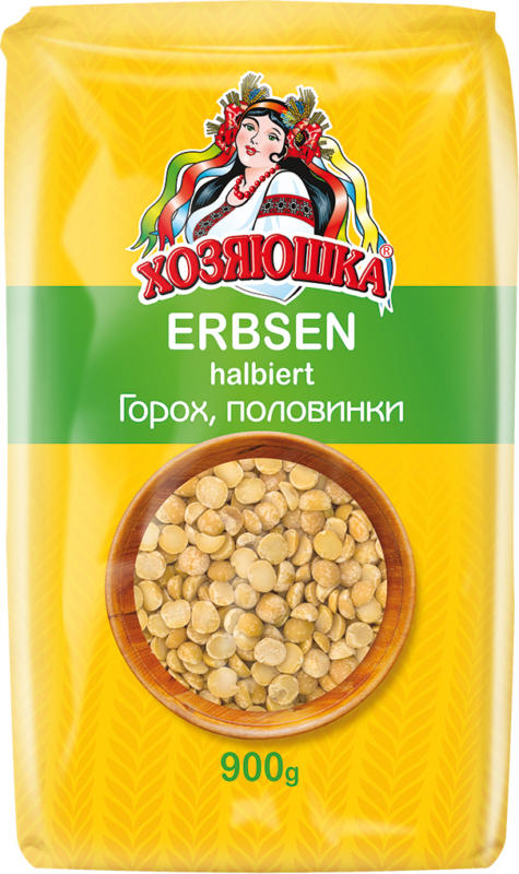 Erbsen halbiert