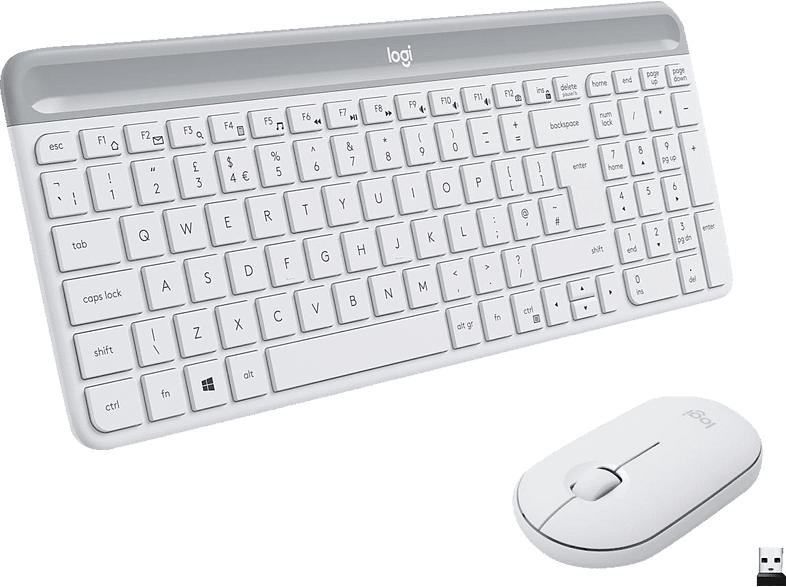 LOGITECH MK470 Slim Combo, Tastatur-Maus Set, Weiß