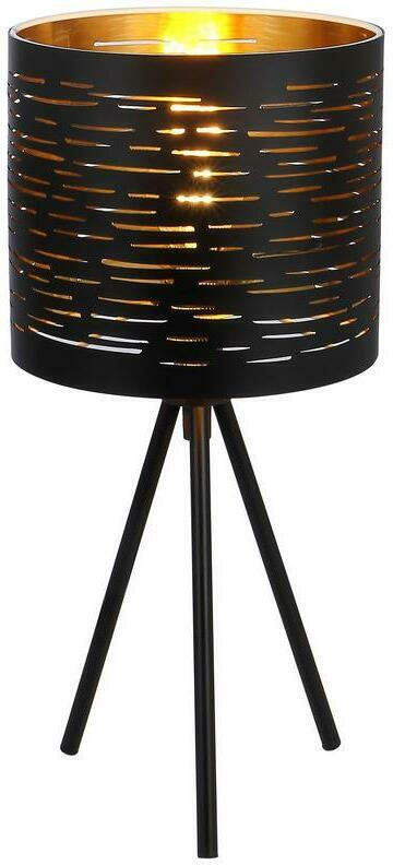Tischlampe Tunno Schwarz/Gold mit Metallenem Lampenschirm