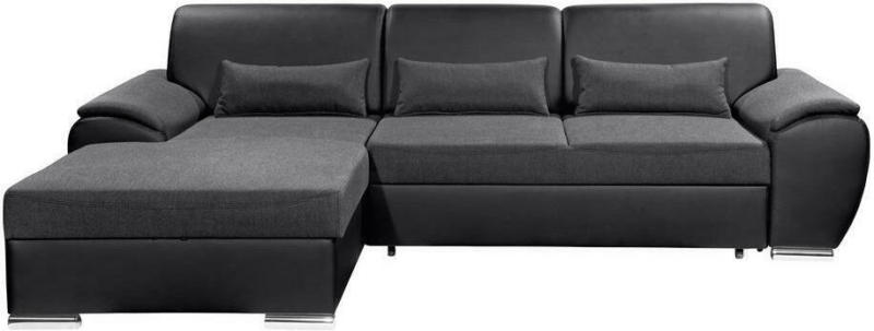 Wohnlandschaft in Textil Grau, Schwarz