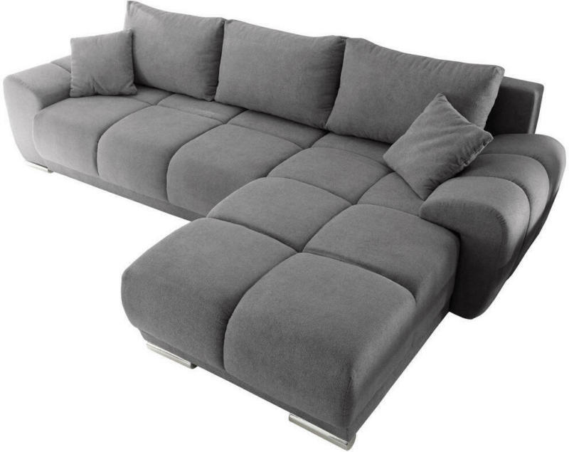 Wohnlandschaft in Textil, Holzwerkstoff Dunkelgrau