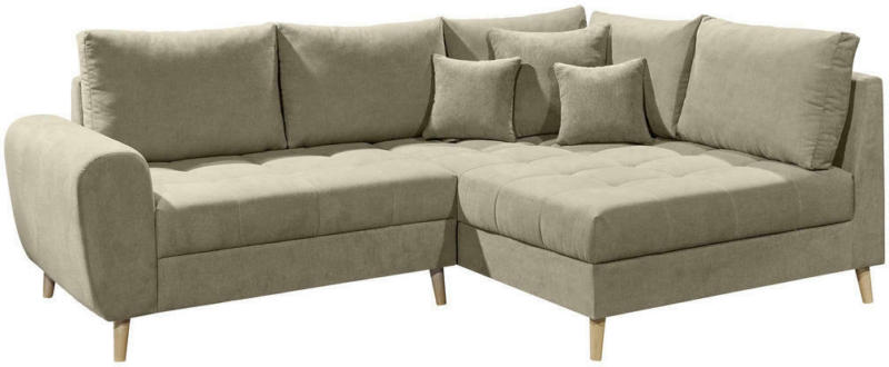 Wohnlandschaft in Textil, Holzwerkstoff Sandfarben
