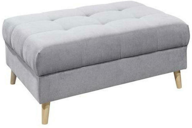 Hocker in Textil, Holzwerkstoff Hellgrau