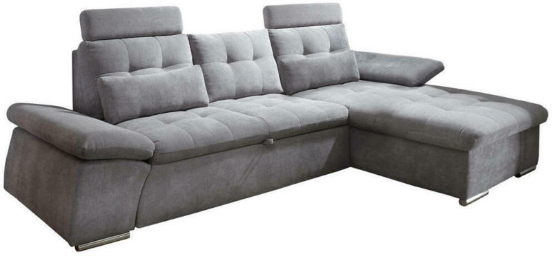 Wohnlandschaft in Textil, Holzwerkstoff Dunkelgrau
