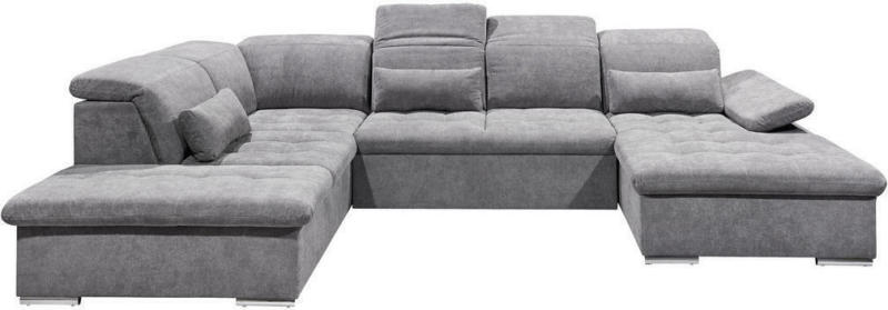Wohnlandschaft in Textil, Holzwerkstoff Grau