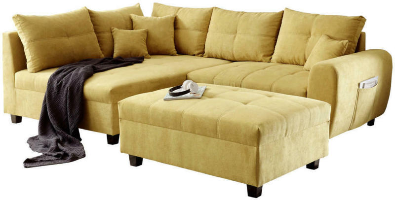 Wohnlandschaft in Textil, Holzwerkstoff Gelb