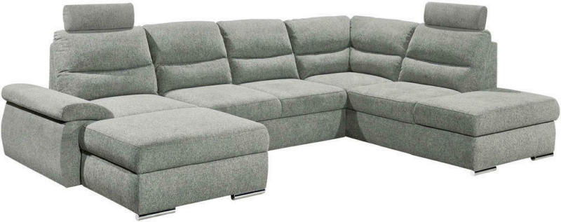 Wohnlandschaft in Textil, Holzwerkstoff Grau