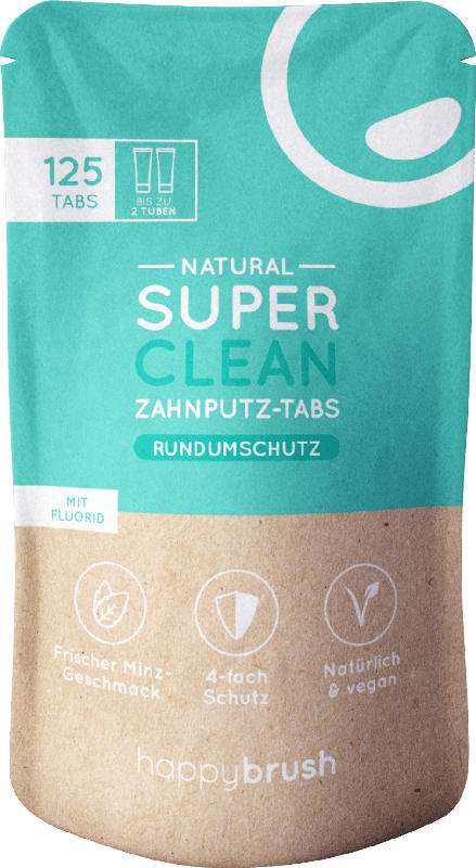 happybrush Zahnputztabletten Super Clean Nachfüllpack