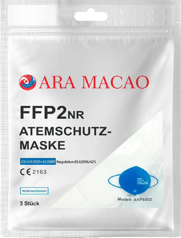 ARA MACAO FFP2 Atemschutzmaske für Erwachsene, Einweg