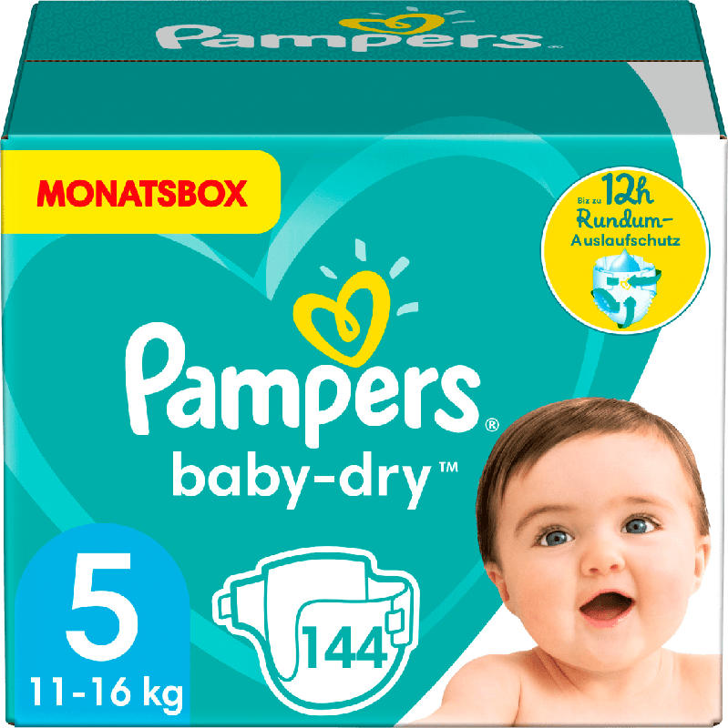 Pampers Windeln Baby-Dry Größe 5 Junior, 11-16 kg, MonatsBox