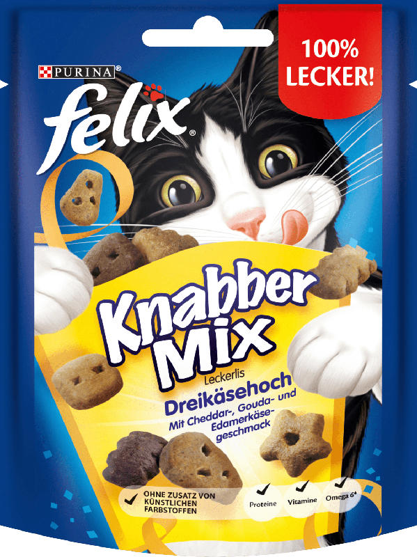 Felix Snack für Katzen, KnabberMix Dreikäsehoch