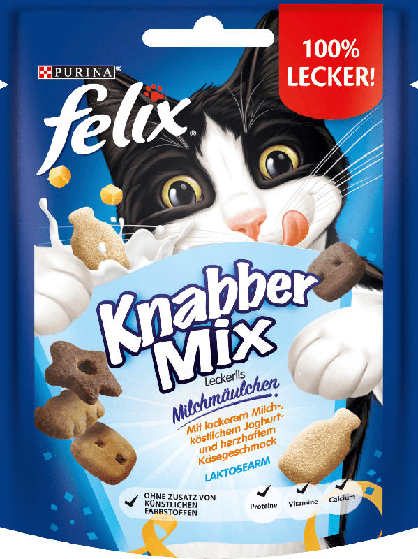 Felix Snack für Katzen, KnabberMix Milchmäulchen