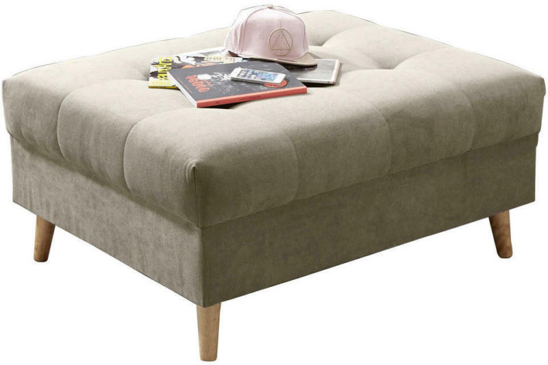 Hocker in Textil, Holzwerkstoff Sandfarben
