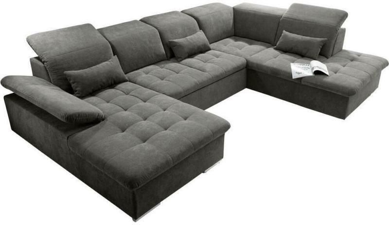 Wohnlandschaft in Textil, Holzwerkstoff Dunkelgrau