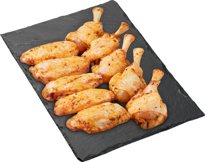 Pollo croccante BBQ Denner, Alette & Sticks, Svizzera, aromatizzati, ca. 1000 g, al kg