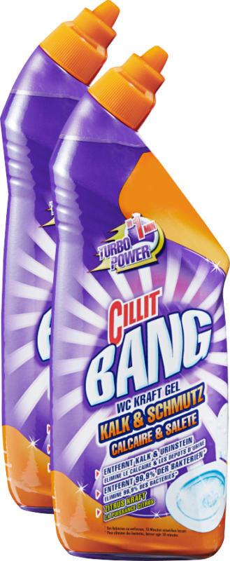 Cillit Bang WC Kraft Gel, Kalk & Schmutz, 2 x 750 ml