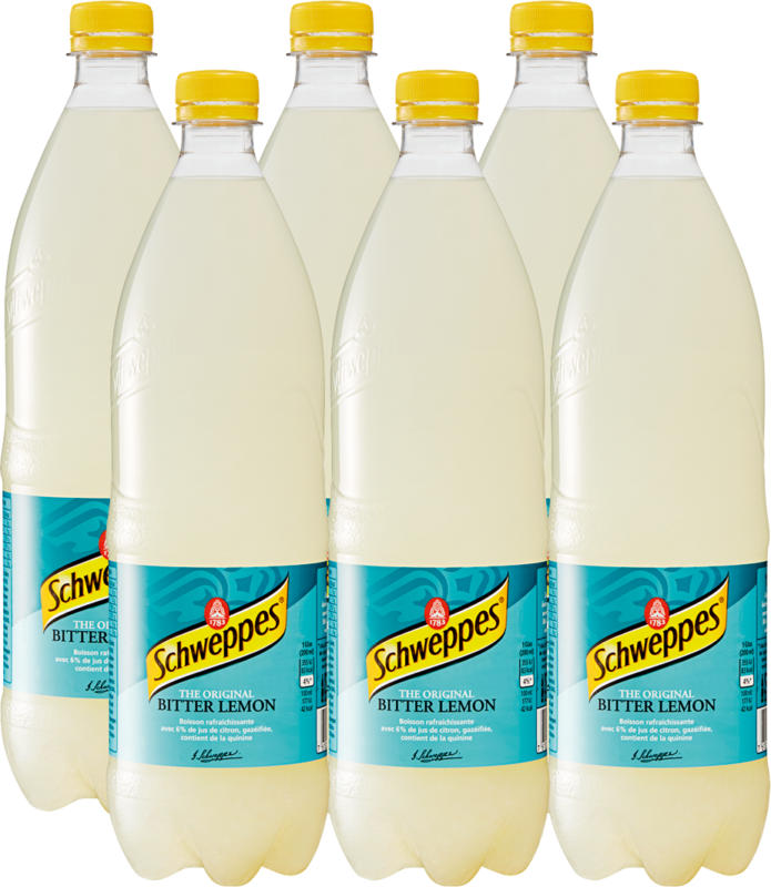 Schweppes Bitter Lemon, 6 x 1 litres