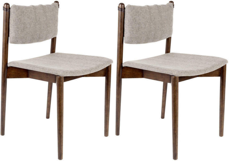 Stuhl-Set in Holz, Textil Grau, Dunkelbraun