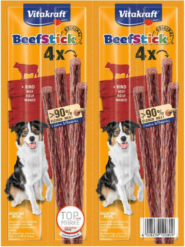 Vitakraft Beef Stick® Original Bœuf pour chiens, 4 sticks -