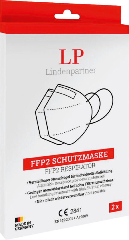 Lindenpartner FFP2 Atemschutzmaske für Erwachsene, Einweg