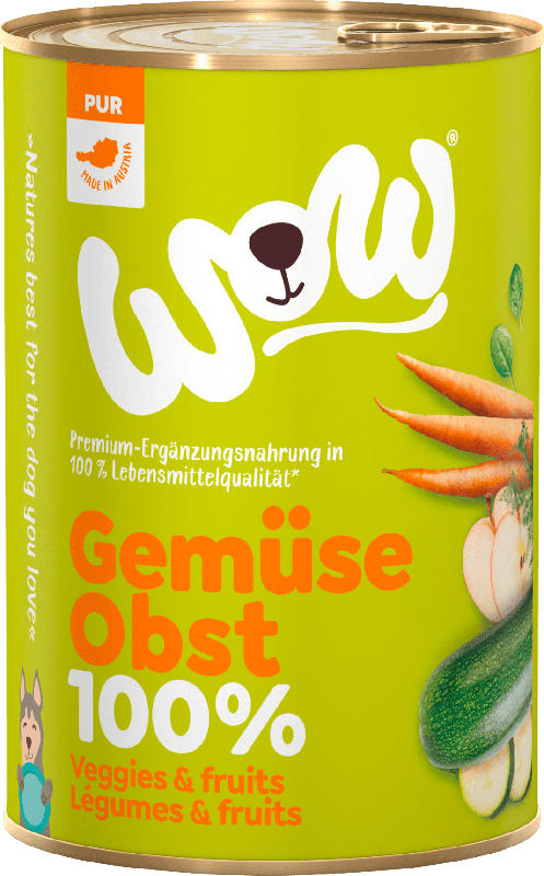 WOW Nassfutter für Hunde, 100% Gemüse & Obst