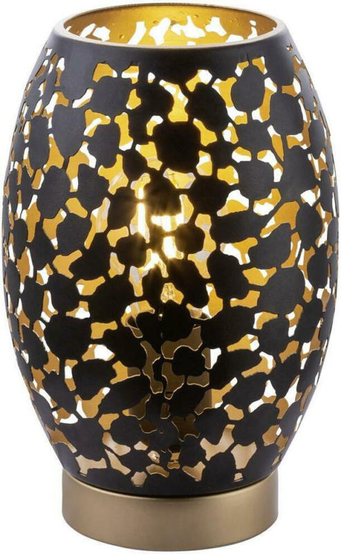 Tischlampe Narri Schwarz/Gold mit Blättermuster