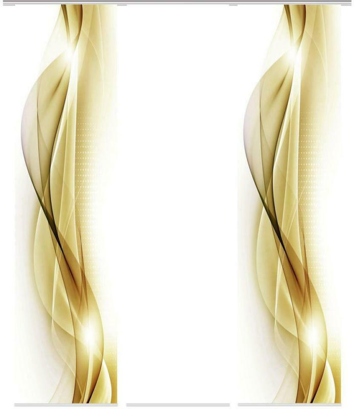 Vorhang mit Paneelwagen Neblana B: 180 cm, Goldfarben