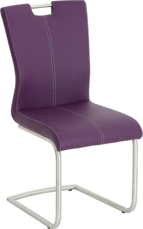Schwingstuhl in Metall, Textil Lila, Edelstahlfarben