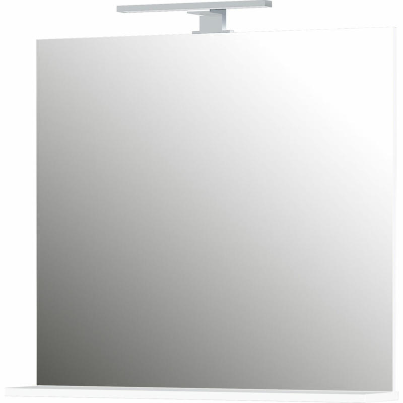 Spiegel, weiß, mit Ablageboden und LED-Beleuchtung, 76x75x15 cm