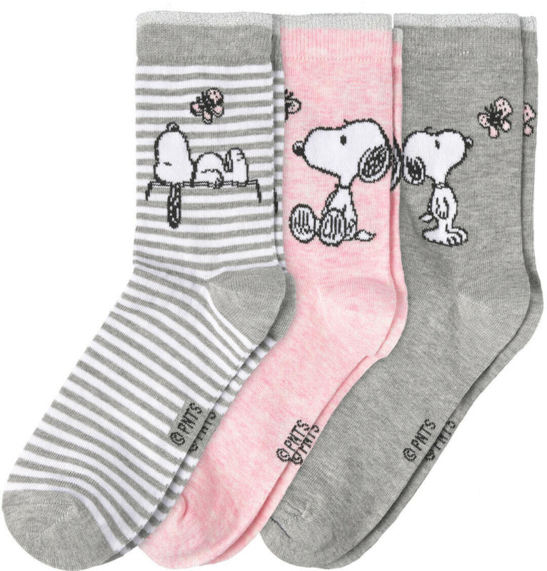 3 Paar Snoopy Socken in verschiedenen Dessins (Nur online)