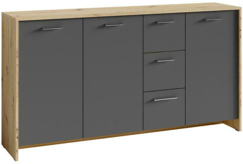 Sideboard B 153cm Benno, Anthrazit/Eiche Dekor