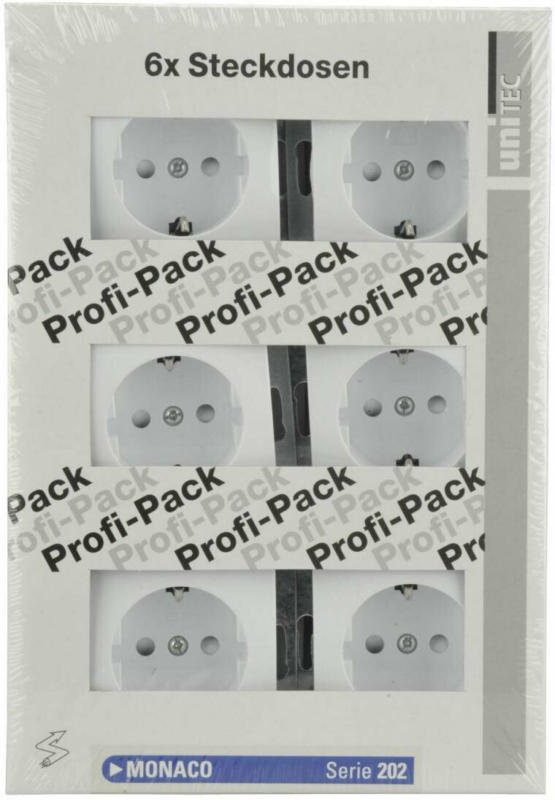 PROFI-PACK-SET Steckdosen „Monaco“, ultraweiß, 6 Stück, Serie 202
