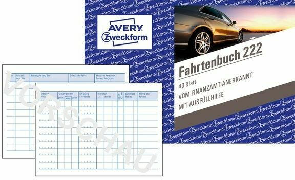 AVERY ZWECKFORM Fahrtenbuch ”222” DIN A6 quer 40 Blatt weiß