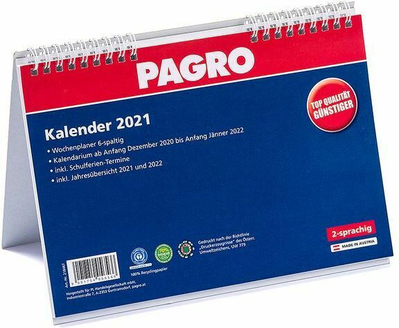 PAGRO Tischkalender 24 x 17 cm weiß 2021