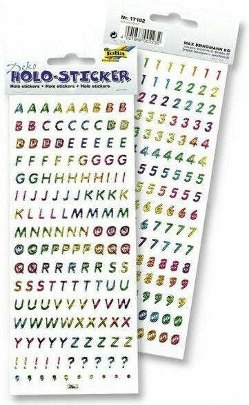 FOLIA Holo-Sticker ”Buchstaben & Zahlen” 2er-Set