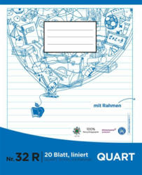 PAGRO Heft Quart 20 Blatt liniert mit Rahmen