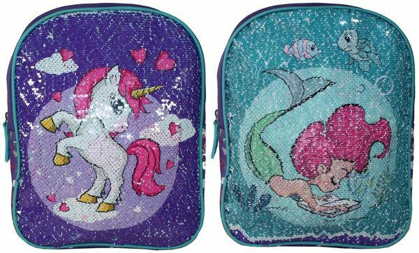 Kinderrucksack ”Einhorn/Meerjungfrau” mit Wendepailletten bunt