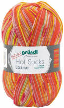 Pagro GRÜNDL Wolle ”Hot Socks Lazise” 150g rot/orange/gelb