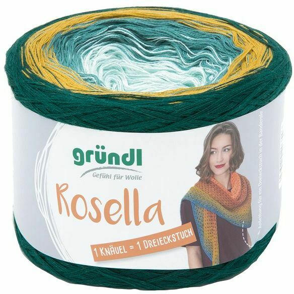 GRÜNDL Wolle ”Rosella” 200g petrol/gelb/grün