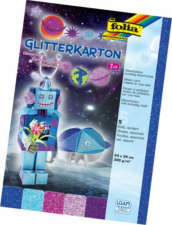 FOLIA Glitterkarton ”Ice” 24 x 34 cm mehrere Farben