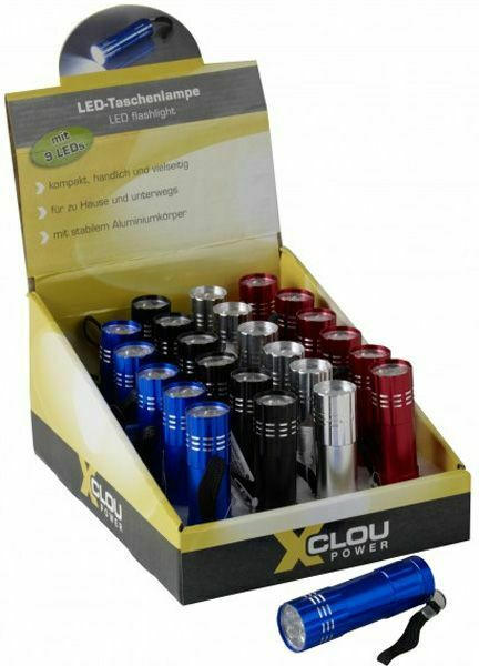 LED-Taschenlampe aus Aluminium, 9 LEDs verarbeitet