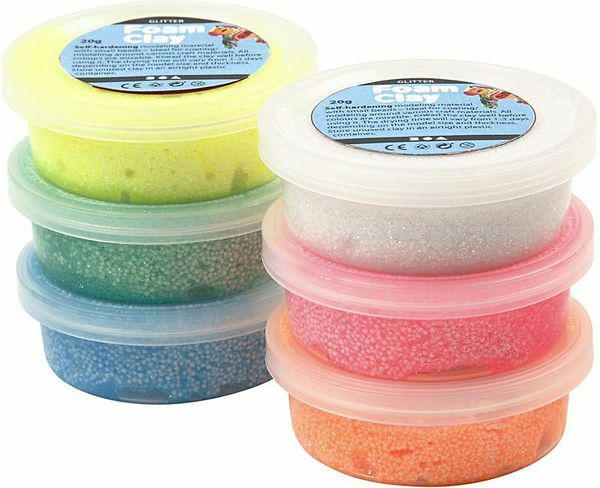 Modellierschaum-Set ”Foam Clay Glitter” 6 Stück mehrere Farben