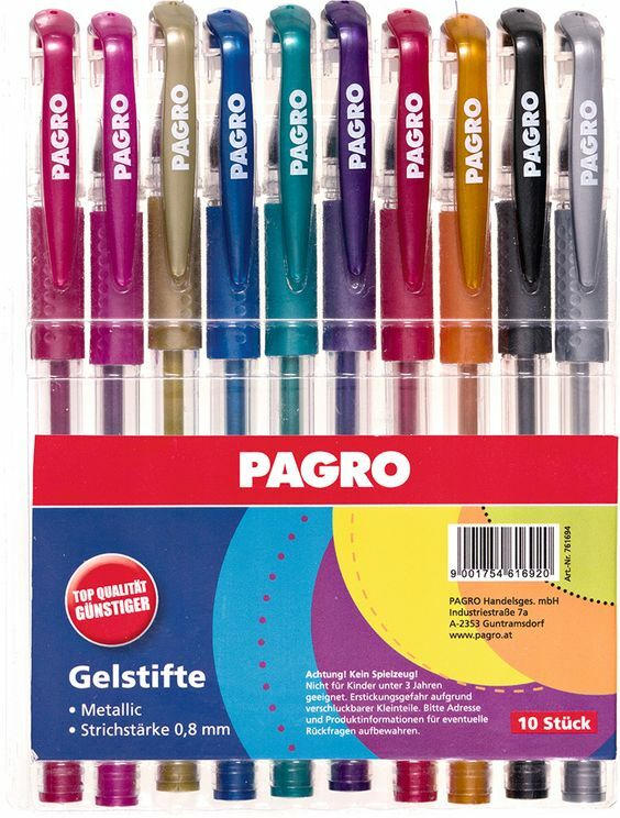 PAGRO Gelstifte 10 Stück metallic