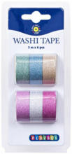 PAGRO DISKONT Washi Tape Set 6 Stück mit Glitzer-Effekt mehrere Farben