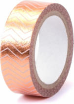 PAGRO DISKONT Washi Tape ”Streifen” 15 mm x 5 m mit Metallic-Effekt rosegold