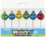 PAGRO DISKONT Geburtstagskerzen ”Smiley” 6 Stück mehrere Farben