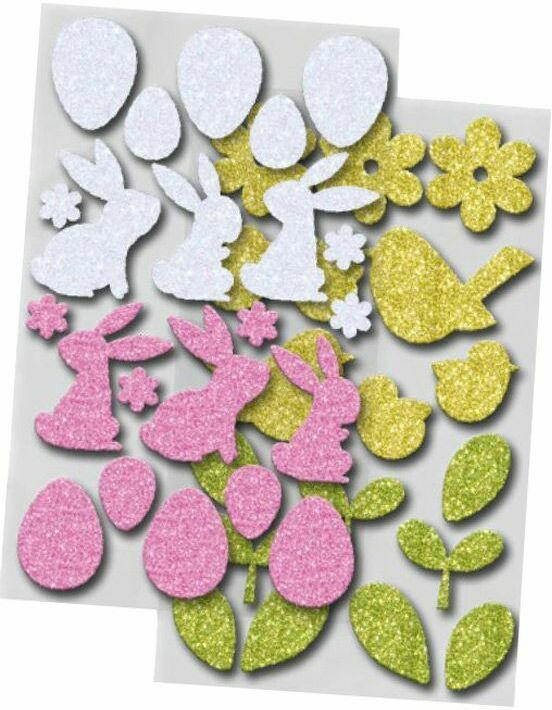 FOLIA Moosgummi-Glittersticker ”Frühling” mehrere Farben