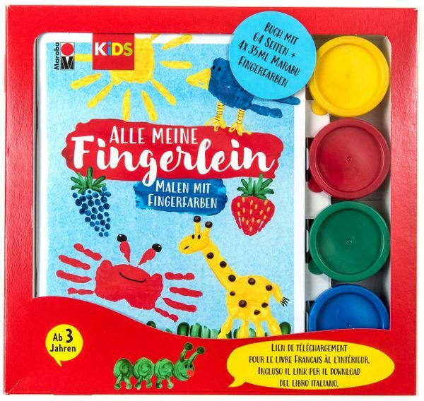 MARABU Kids Fingerabdruck-Set ”Alle meine Fingerlein” 4 x 35 ml mehrere Farben