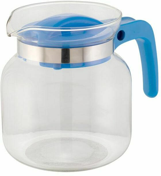 Teekanne aus Glas mit Deckel 1 Liter blau